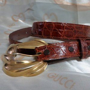 Jeff Deegan Designs Genuine Alligator Belt Gold To